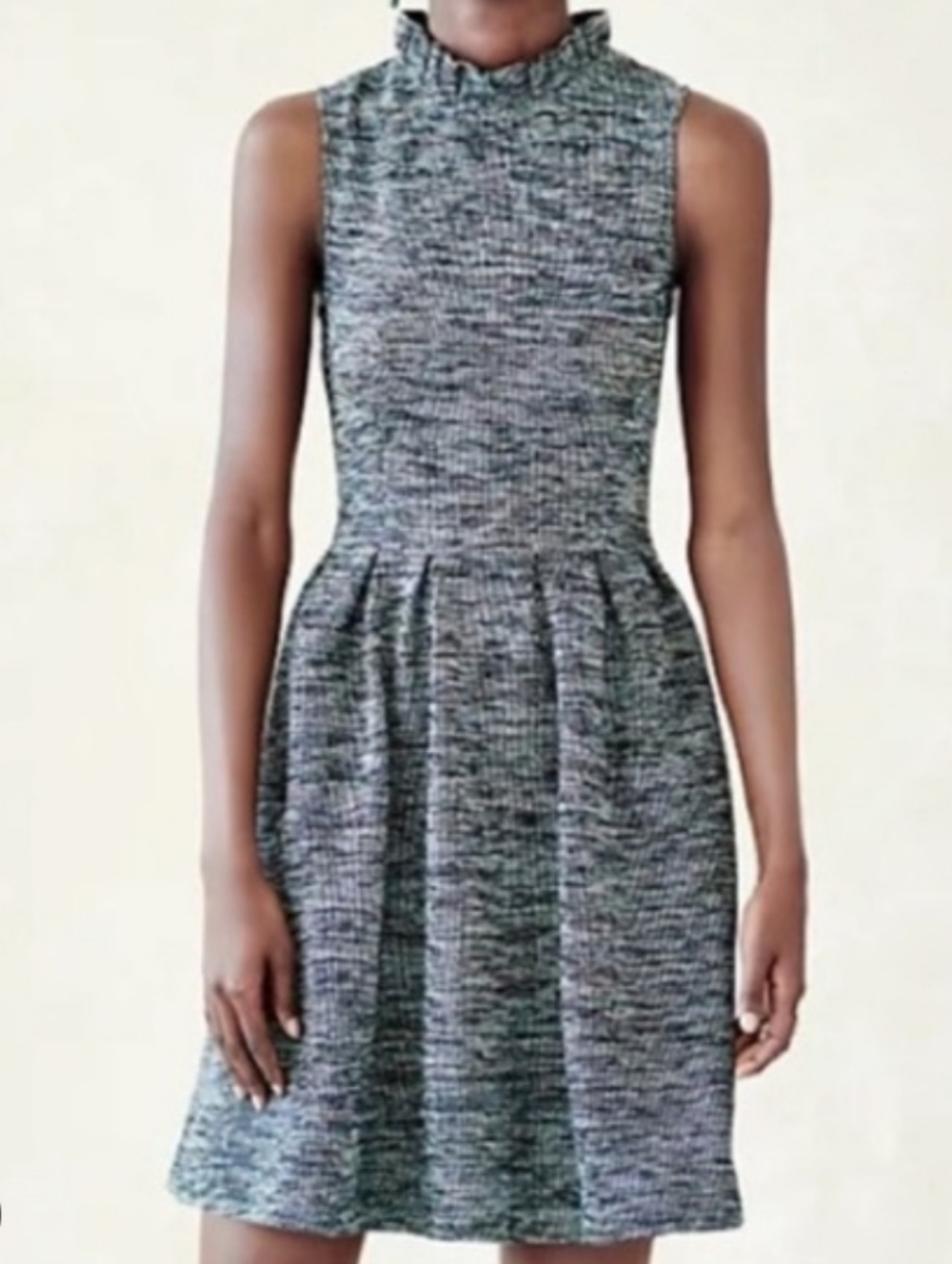 Ganni Gray Textured Sleeveless Mini Dress